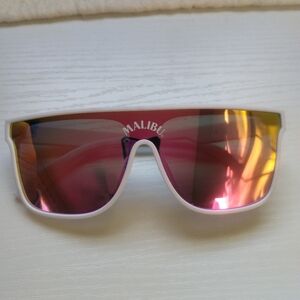 Malibu White Sunglasses with Gold-Pink Lenses